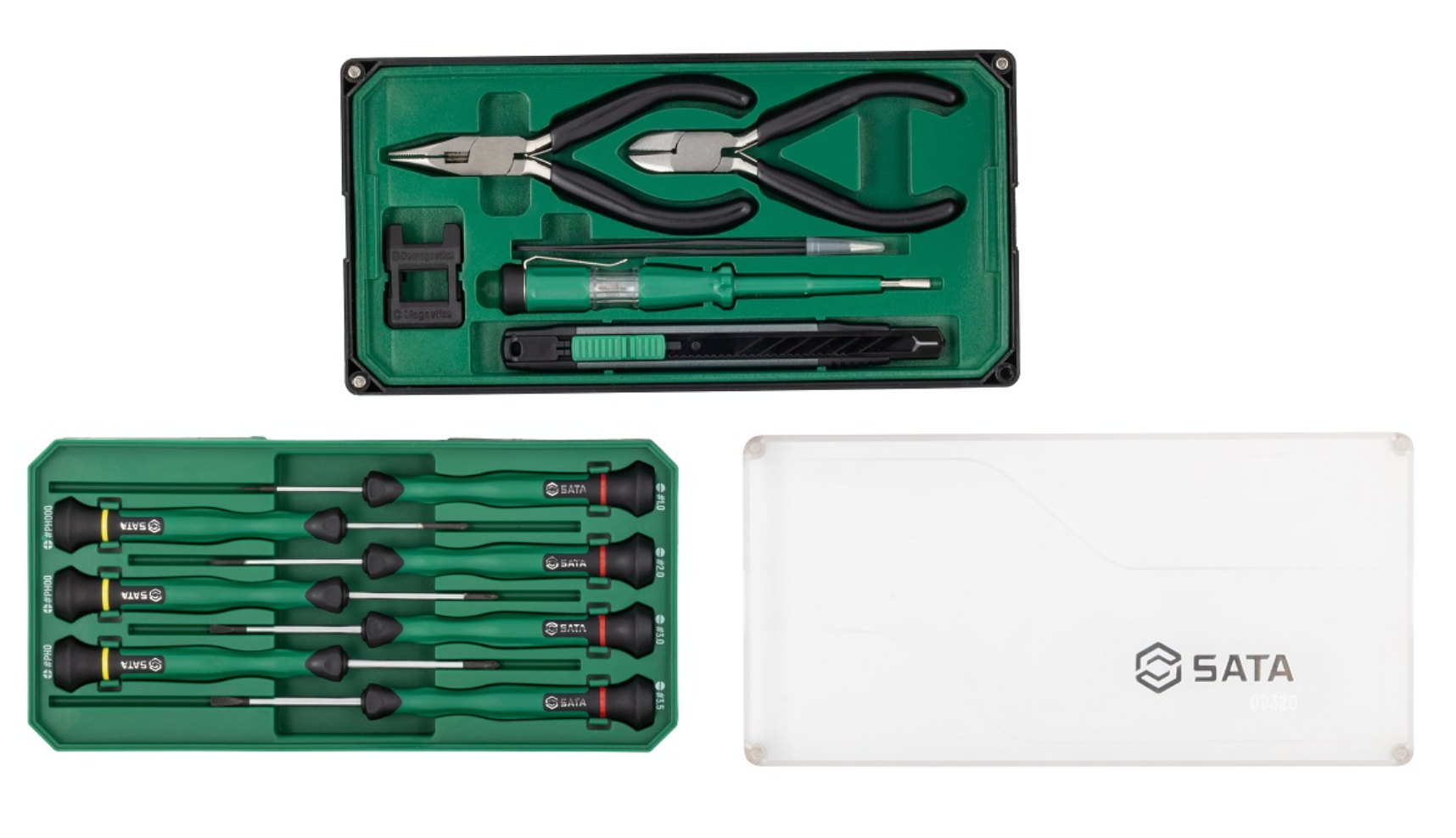 Shop the SATA 09320 13-Piece Electronic Tool Set: slotted & Phillips screwdrivers, S2 alloy steel, magnetic stackable tool box. Precision electronics repair.