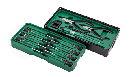 Shop the SATA 09320 13-Piece Electronic Tool Set: slotted & Phillips screwdrivers, S2 alloy steel, magnetic stackable tool box. Precision electronics repair.