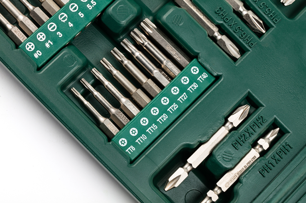 Shop the SATA 09326 80-Piece 1/4" Hex Shank Bits Set: slotted, Phillips, hex, Torx & tamper-proof bits plus holders. Complete driver bit collection.