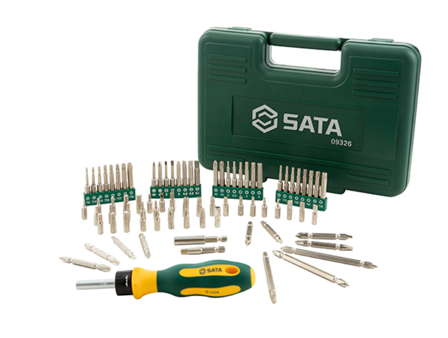 Shop the SATA 09326 80-Piece 1/4" Hex Shank Bits Set: slotted, Phillips, hex, Torx & tamper-proof bits plus holders. Complete driver bit collection.