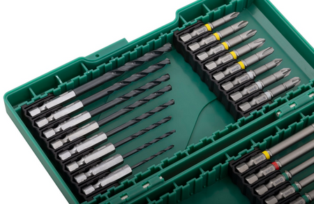 Shop the SATA 09336 28-Piece Power Tool Accessories Set: S2 alloy bits, HSS drill bits, magnetic nut drivers. Color-coded for quick identification.