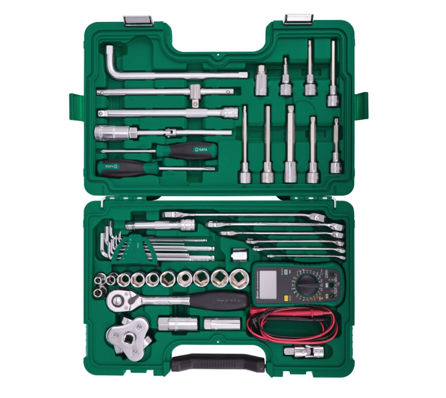 Shop the SATA 09508 50-Piece Automotive Tool Set: 1/2" Dr sockets, wrenches, hex keys, multimeter & more. Complete mechanics kit in a durable case.