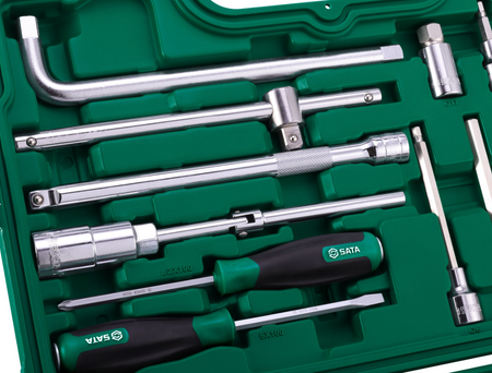 Shop the SATA 09508 50-Piece Automotive Tool Set: 1/2" Dr sockets, wrenches, hex keys, multimeter & more. Complete mechanics kit in a durable case.