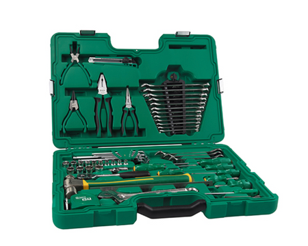 Equip your workshop with the SATA 09516 58-piece mechanical repair tool set. Includes ratchets, wrenches, pliers, and more in a durable organized case.