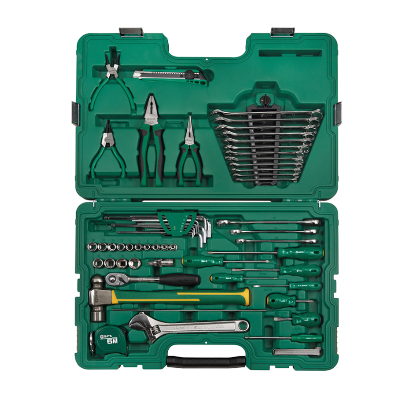 Equip your workshop with the SATA 09516 58-piece mechanical repair tool set. Includes ratchets, wrenches, pliers, and more in a durable organized case.