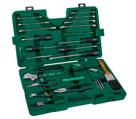 Keep elevators running with the SATA 09551 33-piece repair tool set. Includes specialized wrenches, pliers, and testing tools in a durable, organized case.