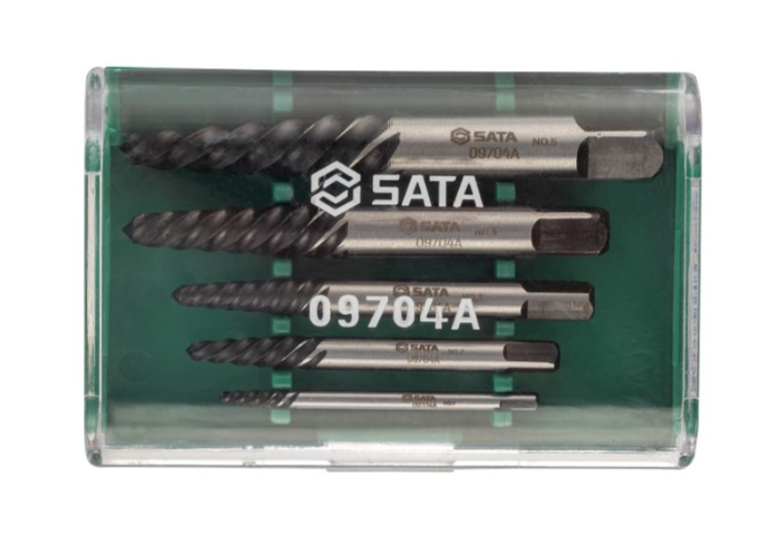 Easily remove broken screws with the SATA 09704A 5-piece coarse threaded extractor set. Reliable performance for tough extraction tasks. Shop now.