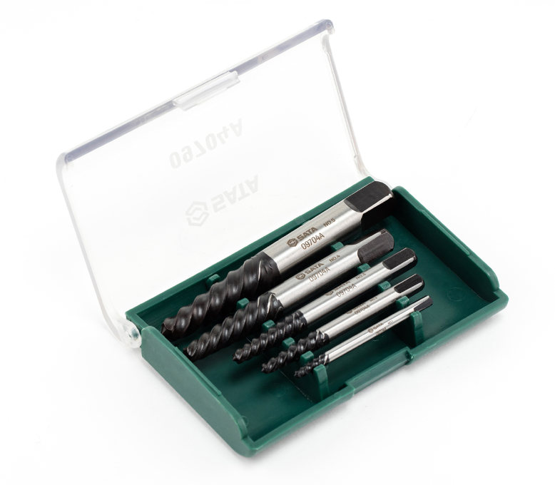 Easily remove broken screws with the SATA 09704A 5-piece coarse threaded extractor set. Reliable performance for tough extraction tasks. Shop now.