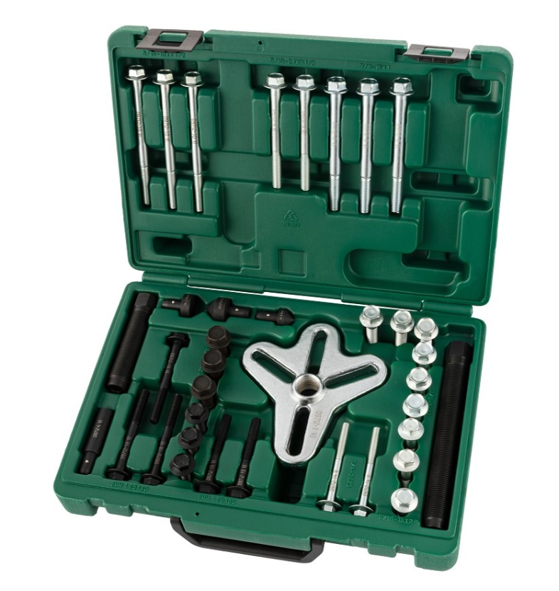 Efficiently remove harmonic balancers and more with the SATA 09712 37-piece bolt grip puller set. Durable, versatile, and designed for automotive repair.