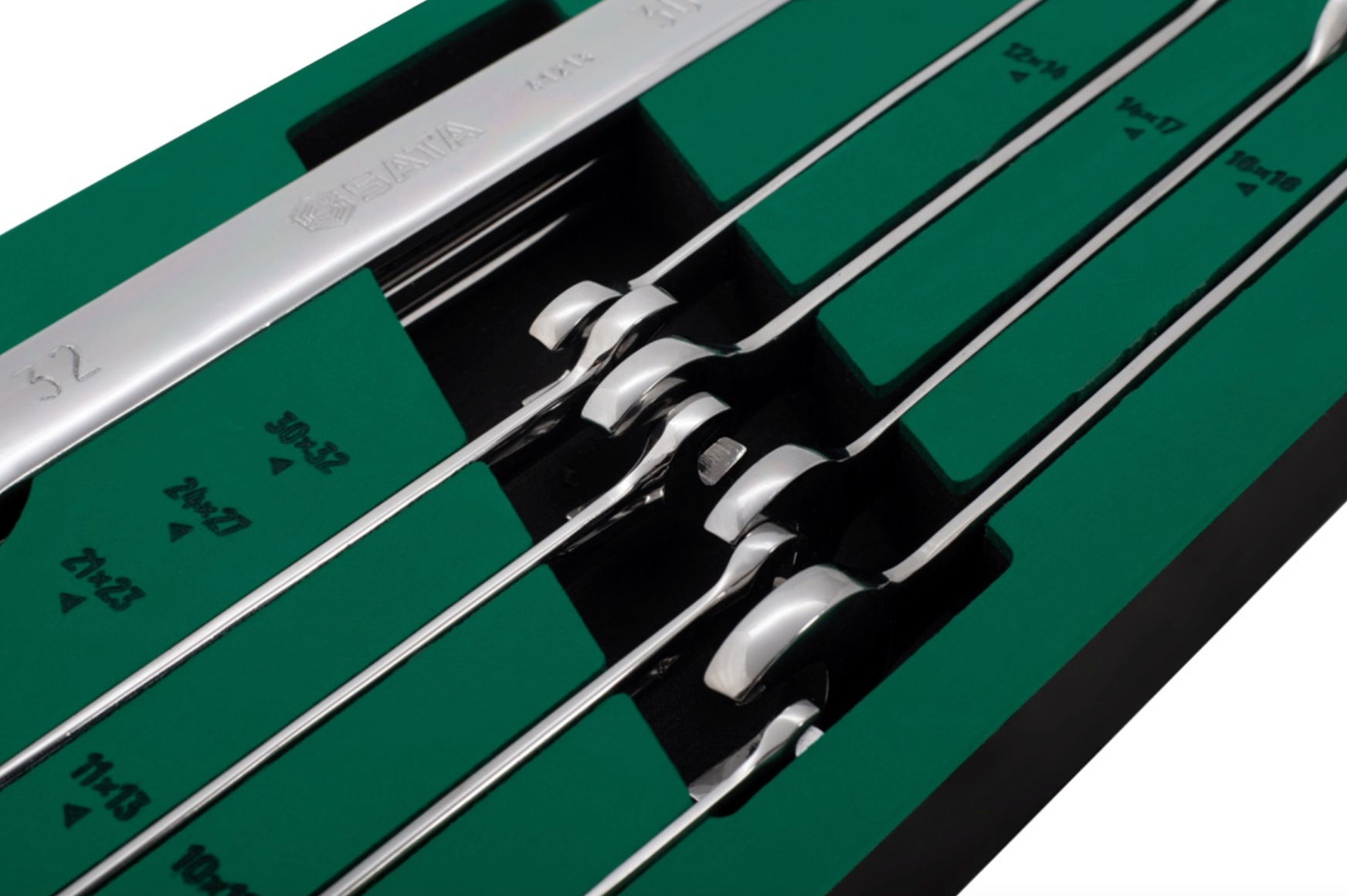 Organize your workshop with the SATA 09904 11-piece open end wrench set. Durable EVA tray design for quick tool access in SATA carts. Shop professional tools.