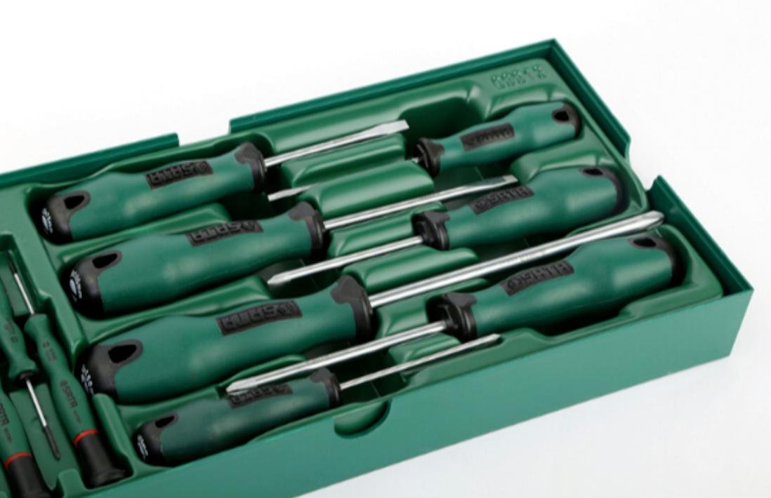 Organize your workspace with the SATA 09913 13-piece screwdriver tray set. Includes precision and rubber-handle drivers for all your repair needs. Shop now.