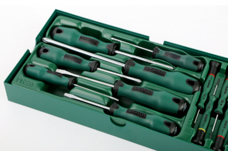Organize your workspace with the SATA 09913 13-piece screwdriver tray set. Includes precision and rubber-handle drivers for all your repair needs. Shop now.