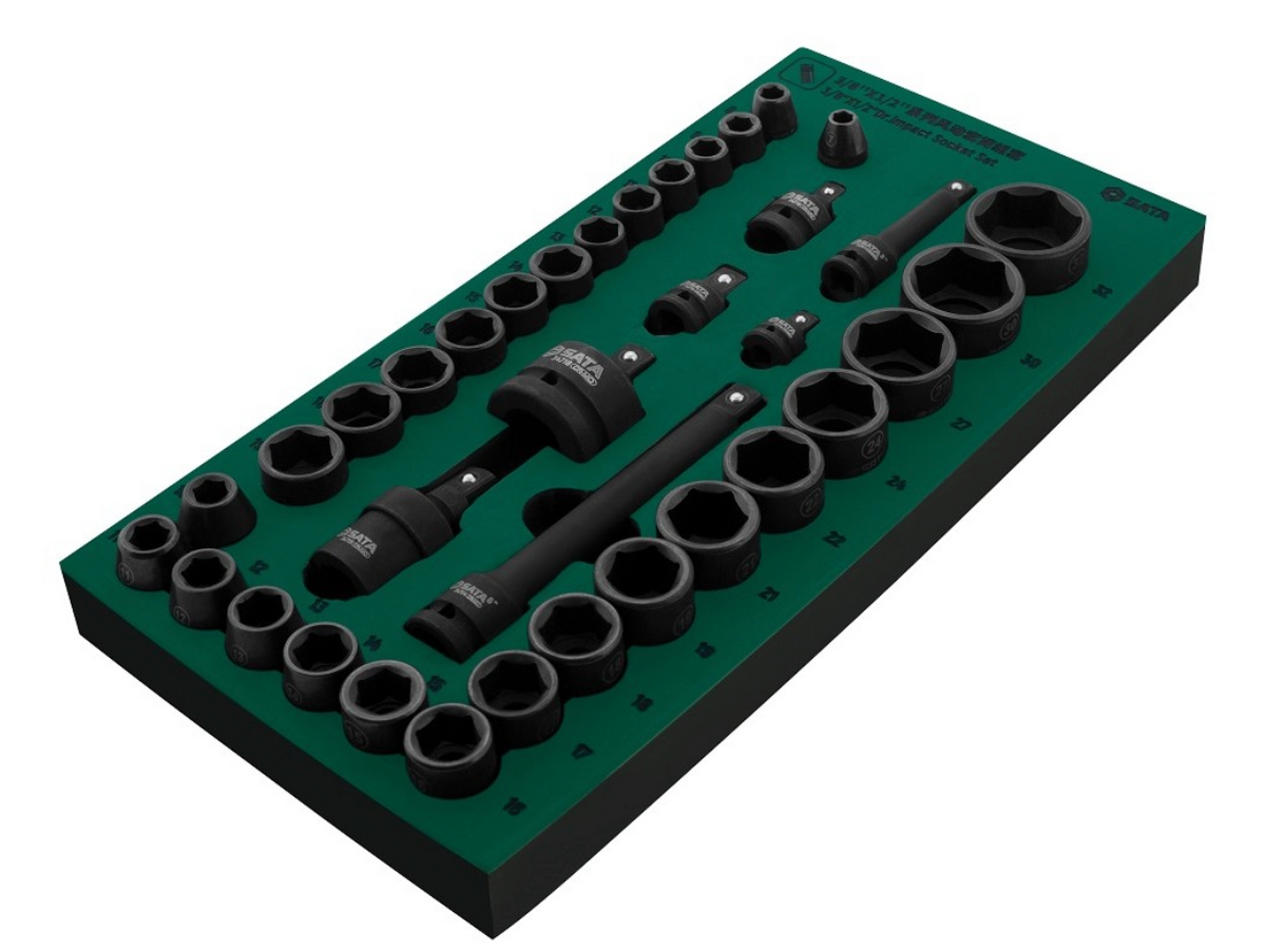 Get organized with the SATA 09914 36-piece impact socket set. Featuring EVA foam storage, it’s designed for professional workshop efficiency and quick access.