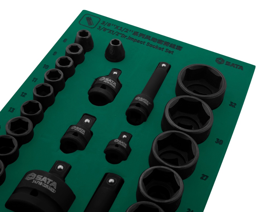 Get organized with the SATA 09914 36-piece impact socket set. Featuring EVA foam storage, it’s designed for professional workshop efficiency and quick access.