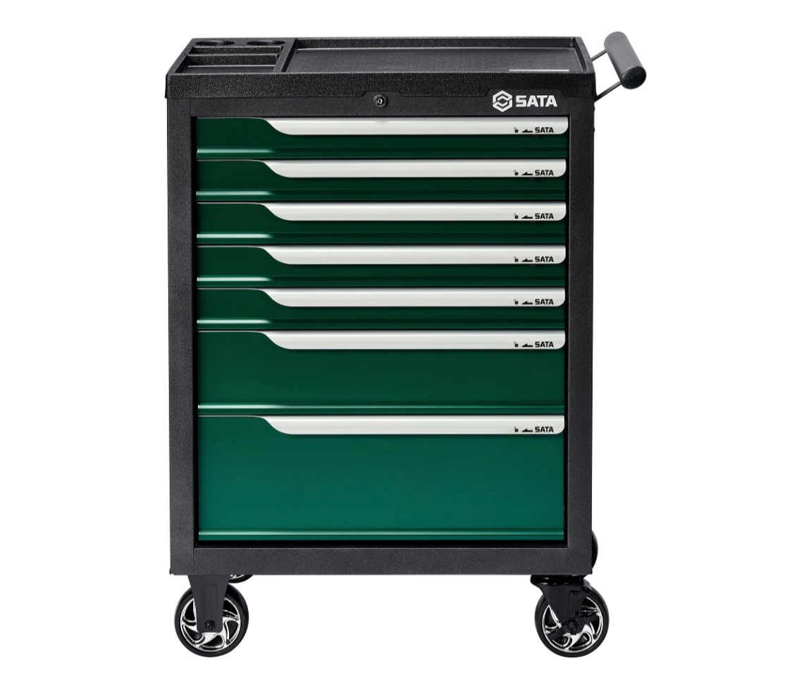 Equip your workshop with the SATA 09931 368-piece master tool set. Includes a 7-drawer trolley and professional repair tools for daily maintenance.