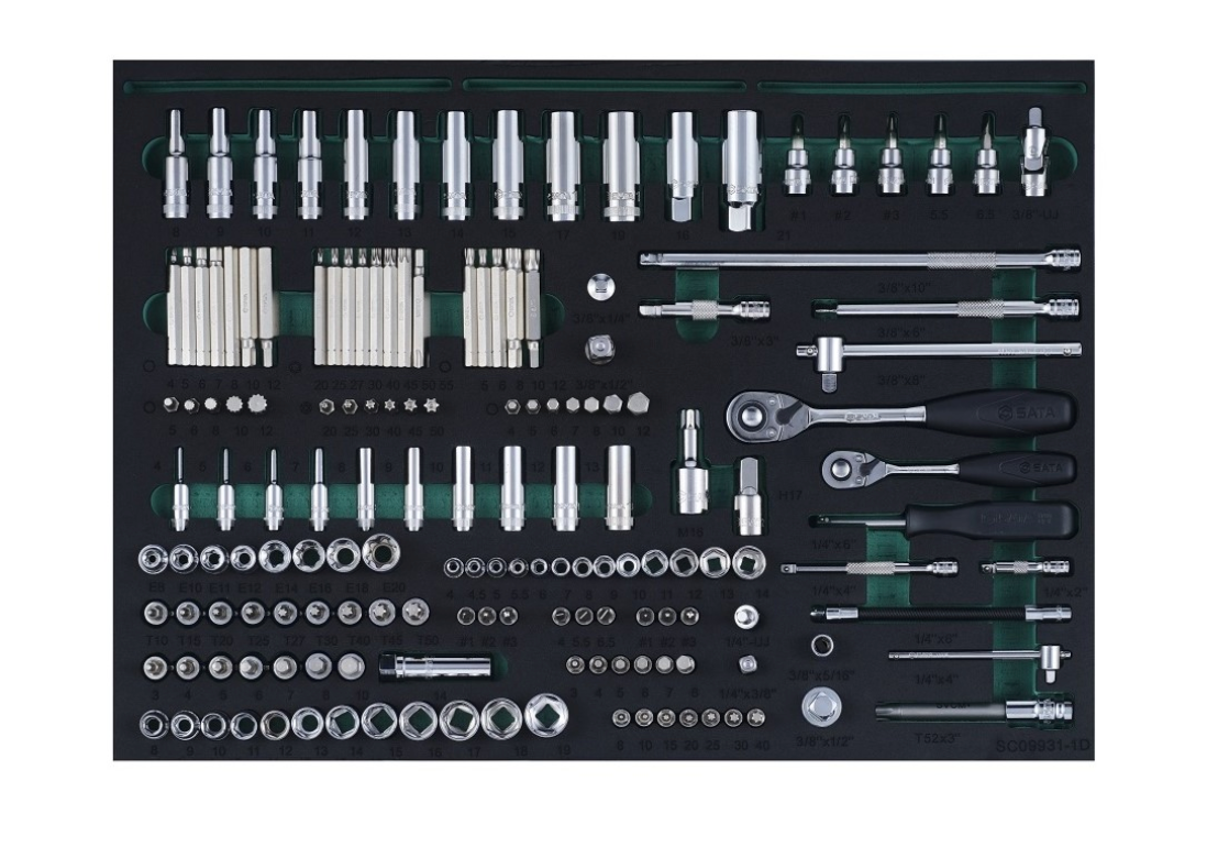 Equip your workshop with the SATA 09931 368-piece master tool set. Includes a 7-drawer trolley and professional repair tools for daily maintenance.