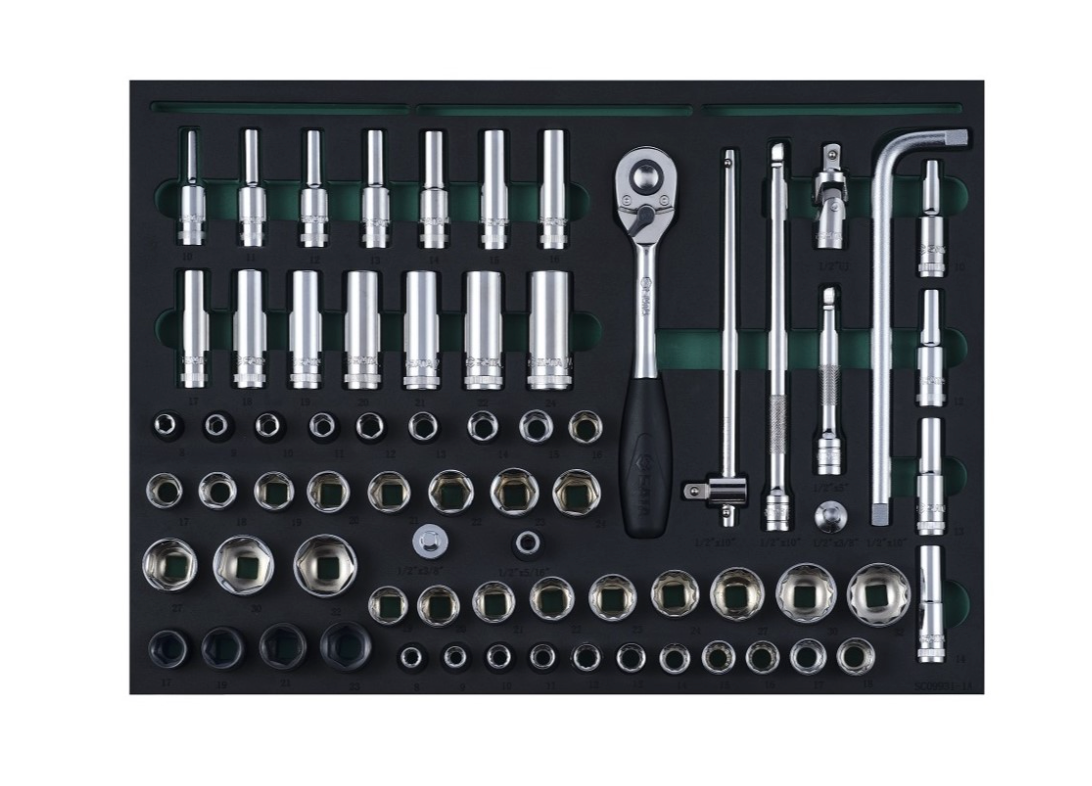 Equip your workshop with the SATA 09931 368-piece master tool set. Includes a 7-drawer trolley and professional repair tools for daily maintenance.