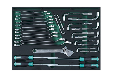Equip your workshop with the SATA 09931 368-piece master tool set. Includes a 7-drawer trolley and professional repair tools for daily maintenance.