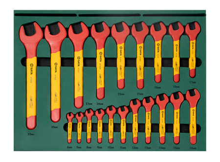 Protect against electrical hazards with the SATA 09937 166-piece VDE insulated automotive tool set. Professional tools designed for EV and electrical repair.