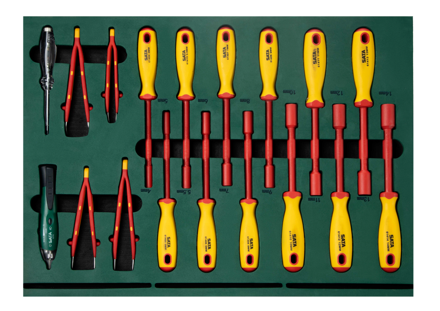 Protect against electrical hazards with the SATA 09937 166-piece VDE insulated automotive tool set. Professional tools designed for EV and electrical repair.