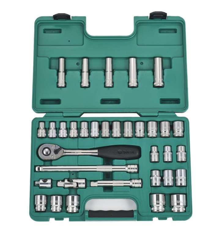 Shop the SATA 09945 34-Piece 1/2" Dr. Socket Set: bihexagon sockets, deep sockets, Torx bits, ratchet & extensions. Complete kit in a durable case.