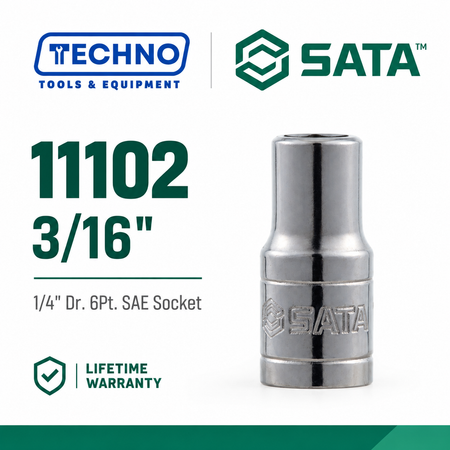 Shop SATA 1/4" Dr. 6-Point SAE Sockets, 5/32" to 1/2": precision hex sockets for hand-ratchet use. Durable steel construction, lifetime warranty.