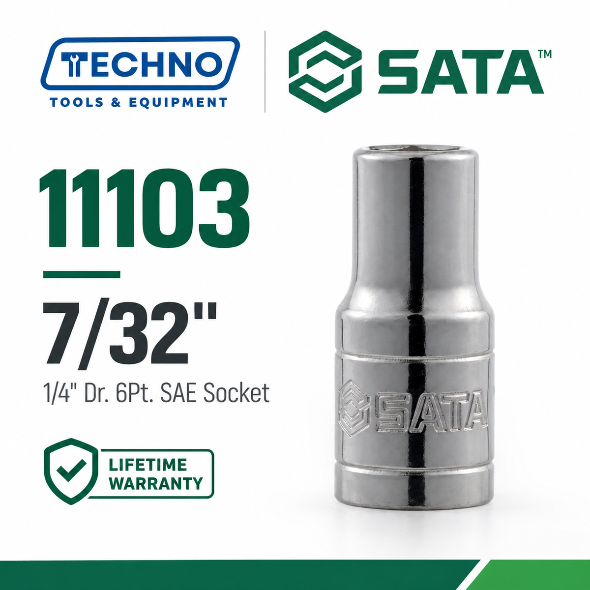 Shop SATA 1/4" Dr. 6-Point SAE Sockets, 5/32" to 1/2": precision hex sockets for hand-ratchet use. Durable steel construction, lifetime warranty.