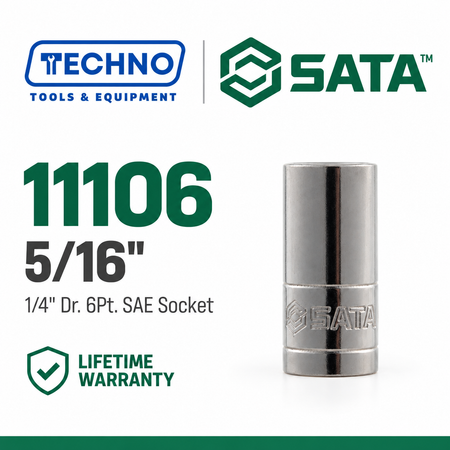 Shop SATA 1/4" Dr. 6-Point SAE Sockets, 5/32" to 1/2": precision hex sockets for hand-ratchet use. Durable steel construction, lifetime warranty.