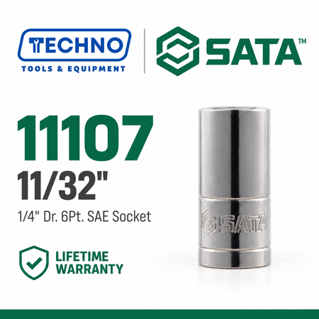Shop SATA 1/4" Dr. 6-Point SAE Sockets, 5/32" to 1/2": precision hex sockets for hand-ratchet use. Durable steel construction, lifetime warranty.