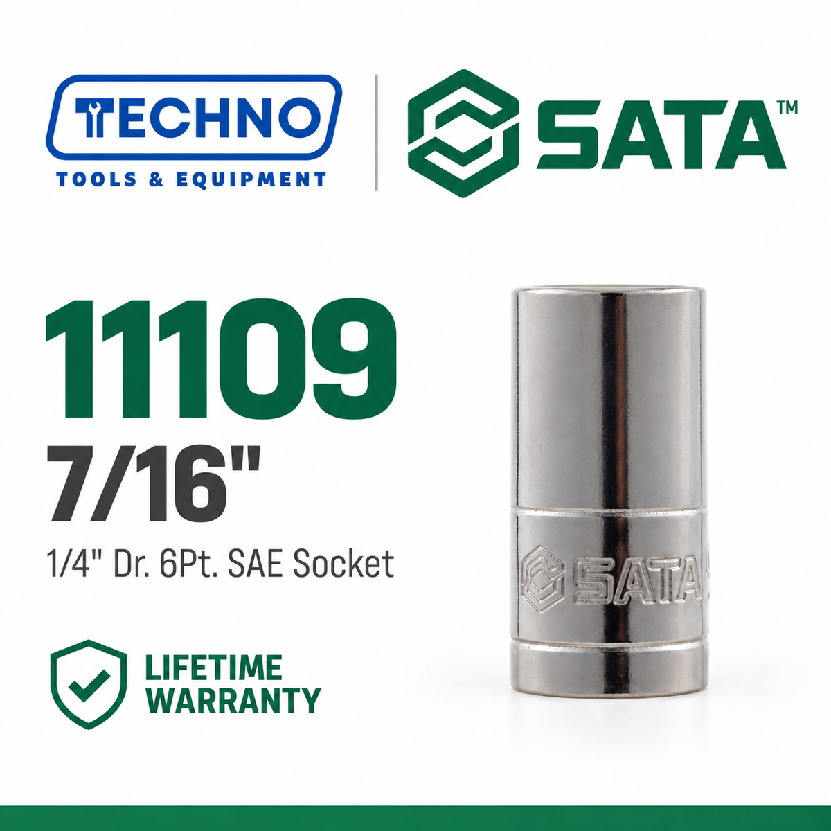 Shop SATA 1/4" Dr. 6-Point SAE Sockets, 5/32" to 1/2": precision hex sockets for hand-ratchet use. Durable steel construction, lifetime warranty.
