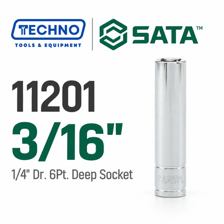 Shop SATA 1/4" Dr. 6-Point Deep Sockets, 3/16" to 1/2": extended reach for recessed fasteners. Durable steel, lifetime warranty, hand-tool use only.