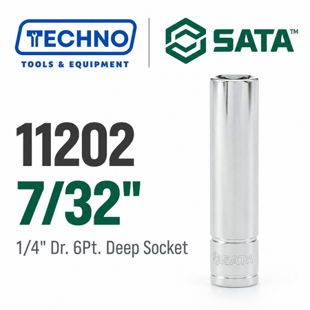 Shop SATA 1/4" Dr. 6-Point Deep Sockets, 3/16" to 1/2": extended reach for recessed fasteners. Durable steel, lifetime warranty, hand-tool use only.
