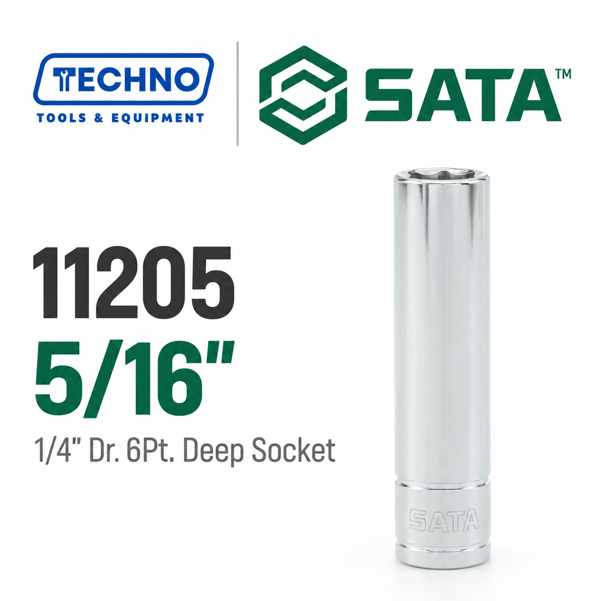 Shop SATA 1/4" Dr. 6-Point Deep Sockets, 3/16" to 1/2": extended reach for recessed fasteners. Durable steel, lifetime warranty, hand-tool use only.