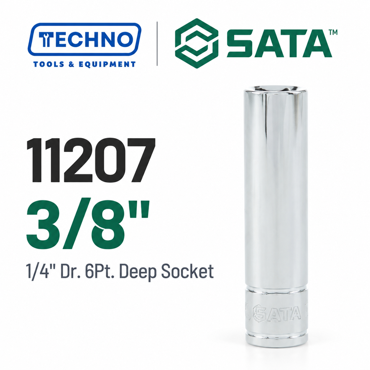 Shop SATA 1/4" Dr. 6-Point Deep Sockets, 3/16" to 1/2": extended reach for recessed fasteners. Durable steel, lifetime warranty, hand-tool use only.