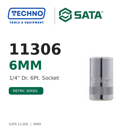 Shop SATA 1/4" Dr. 6-Point Metric Sockets, 3.5mm to 14mm: precision hex sockets for hand-ratchet use. Durable steel, lifetime warranty.