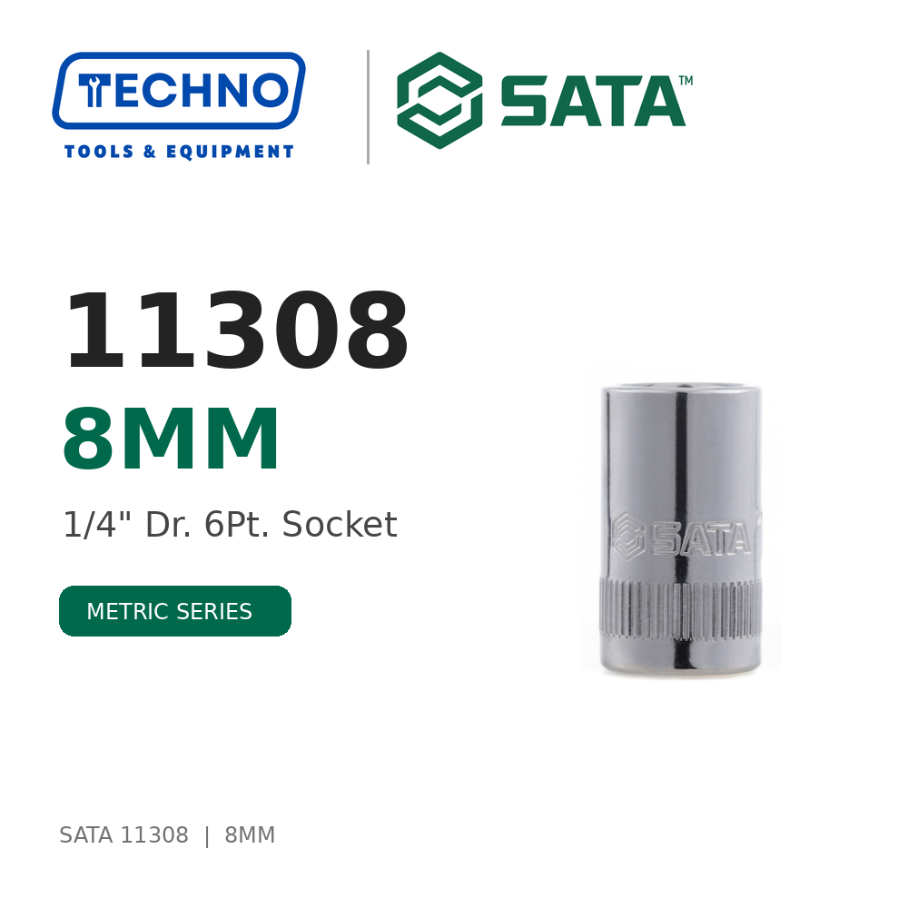Shop SATA 1/4" Dr. 6-Point Metric Sockets, 3.5mm to 14mm: precision hex sockets for hand-ratchet use. Durable steel, lifetime warranty.