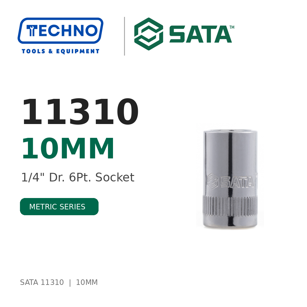 Shop SATA 1/4" Dr. 6-Point Metric Sockets, 3.5mm to 14mm: precision hex sockets for hand-ratchet use. Durable steel, lifetime warranty.
