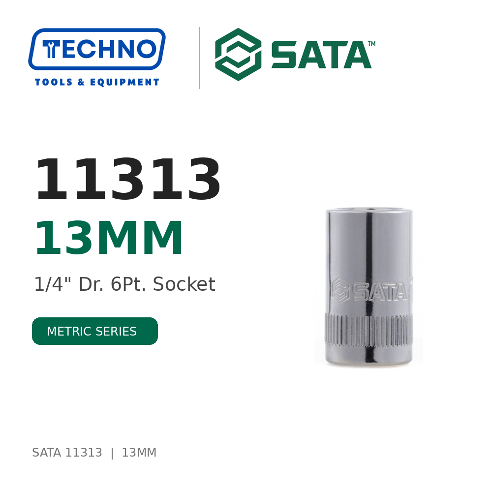 Shop SATA 1/4" Dr. 6-Point Metric Sockets, 3.5mm to 14mm: precision hex sockets for hand-ratchet use. Durable steel, lifetime warranty.
