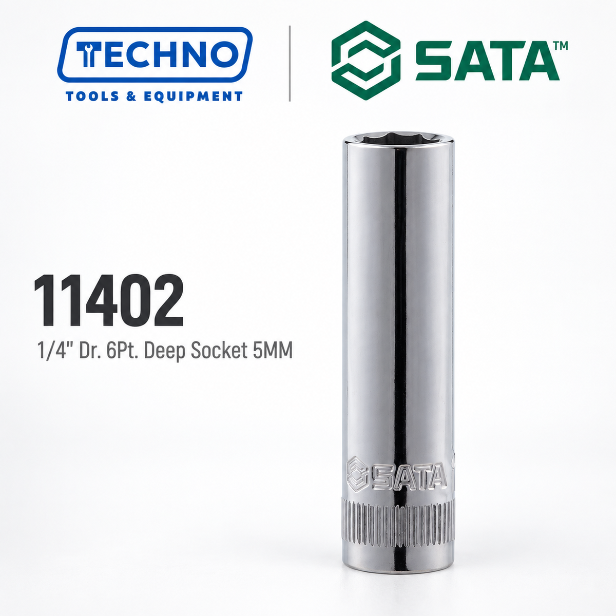 Shop SATA 1/4" Dr. 6-point deep sockets, sizes 4-13mm. Durable chrome vanadium steel, hand-tool use only, lifetime warranty. Order online today.
