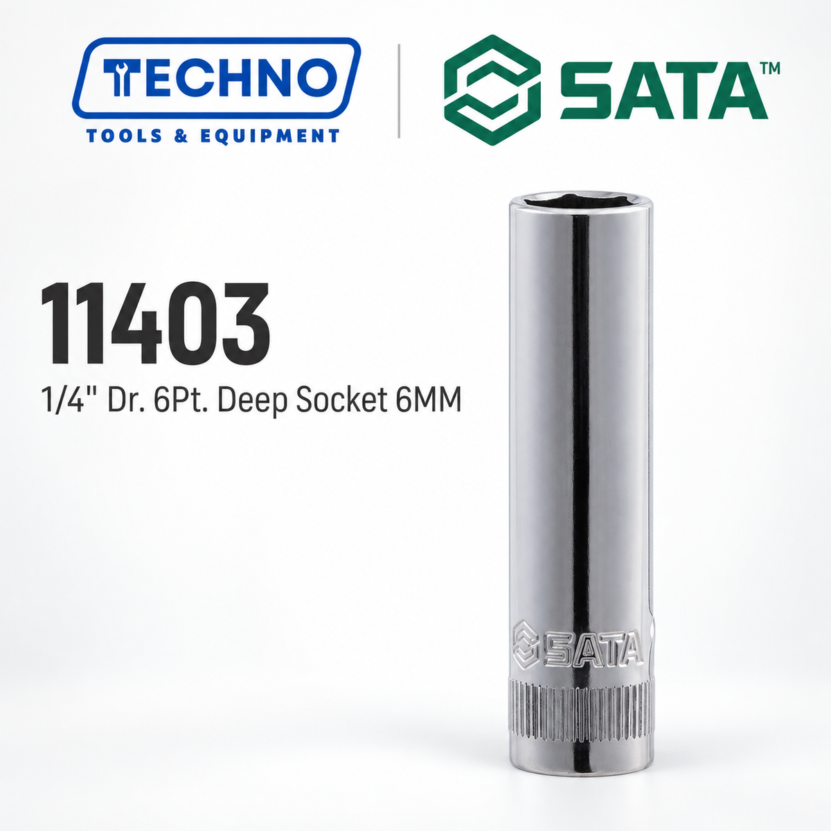 Shop SATA 1/4" Dr. 6-point deep sockets, sizes 4-13mm. Durable chrome vanadium steel, hand-tool use only, lifetime warranty. Order online today.