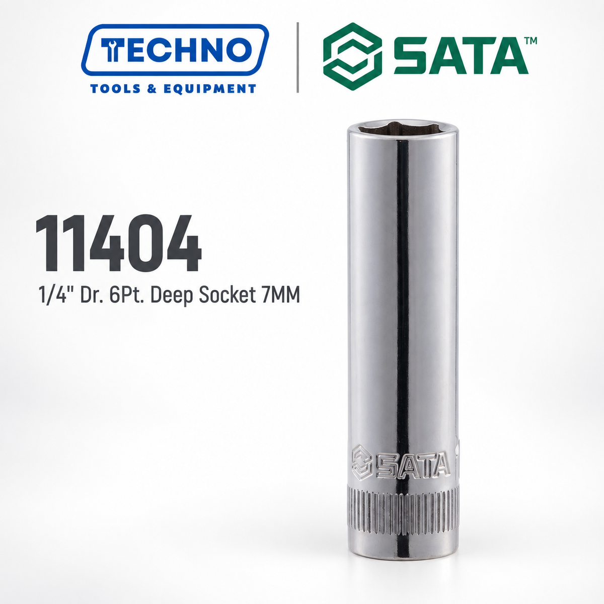 Shop SATA 1/4" Dr. 6-point deep sockets, sizes 4-13mm. Durable chrome vanadium steel, hand-tool use only, lifetime warranty. Order online today.