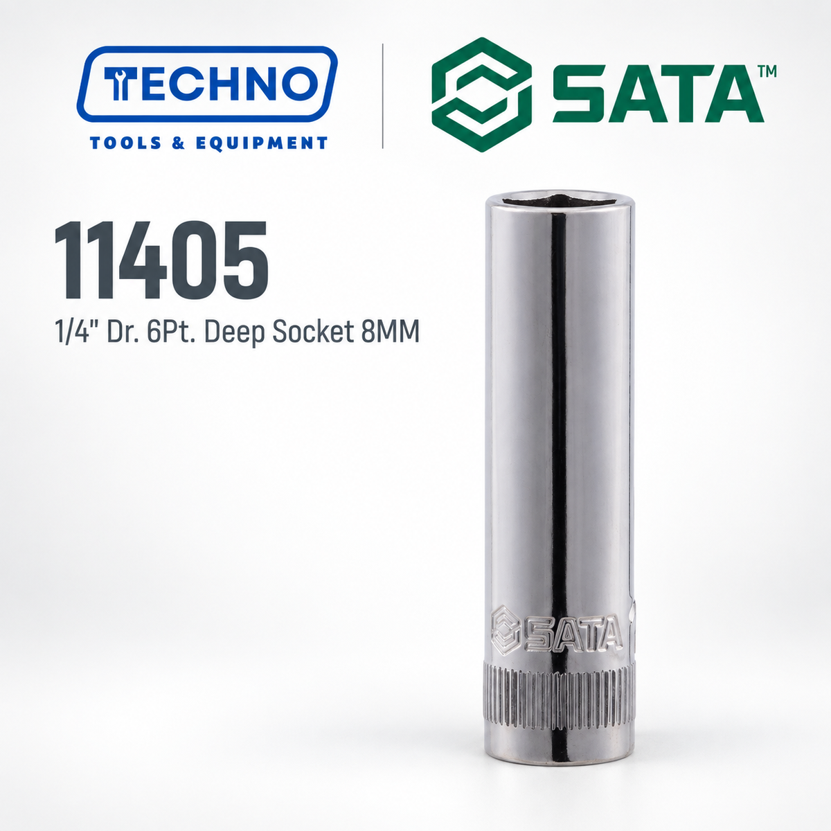 Shop SATA 1/4" Dr. 6-point deep sockets, sizes 4-13mm. Durable chrome vanadium steel, hand-tool use only, lifetime warranty. Order online today.