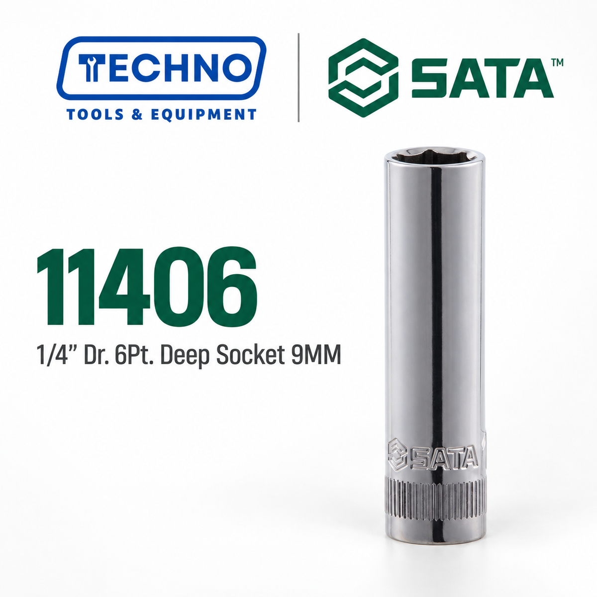 Shop SATA 1/4" Dr. 6-point deep sockets, sizes 4-13mm. Durable chrome vanadium steel, hand-tool use only, lifetime warranty. Order online today.