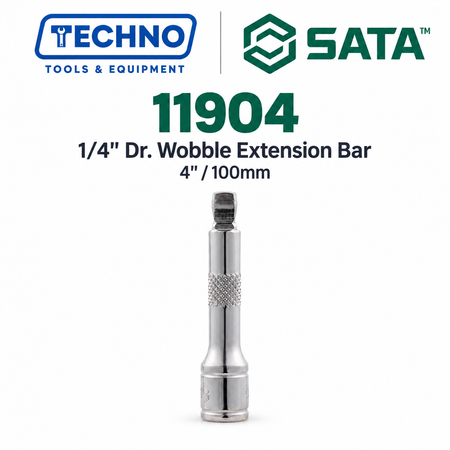 SATA 1/4" Dr. wobble extension bars, 2" and 4" lengths. Dual-function design: angled turning plus standard extension. Lifetime warranty.