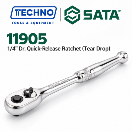 SATA 1/4" Dr. quick-release ratchet, tear drop head. Chrome vanadium steel, one-hand direction switch, easy socket release. Shop now.