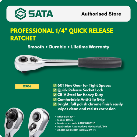 SATA 11900 11901 11905 11906 11970 SATA 1/4" DRIVE RATCHET HANDLE 143MM SATA