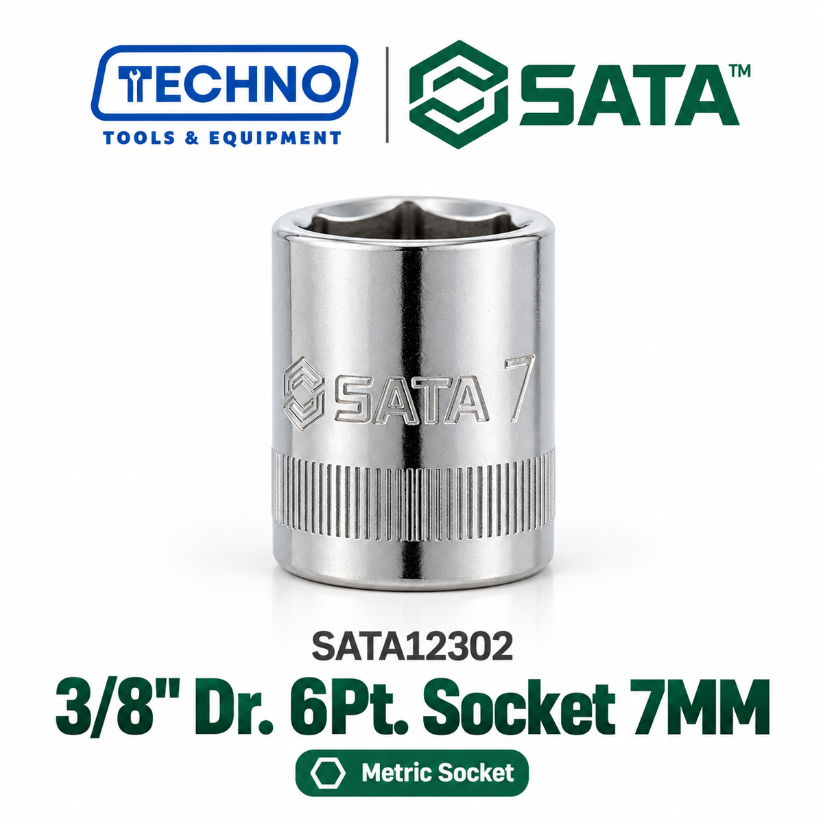 Shop SATA12301-12318 3/8" Dr. 6-point metric sockets, sizes 6mm to 24mm. Durable, precision-machined, hand-tool use only. Lifetime warranty. 18 sizes.