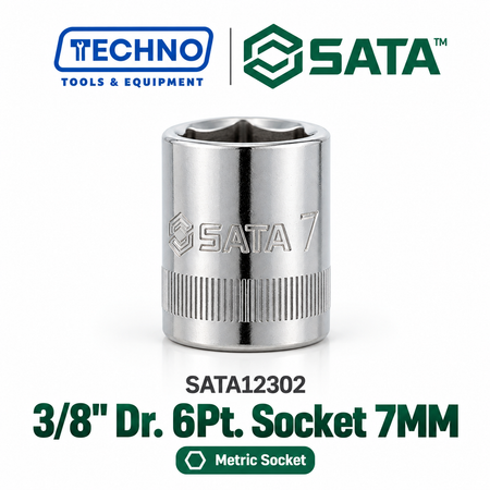 Shop SATA12301-12318 3/8" Dr. 6-point metric sockets, sizes 6mm to 24mm. Durable, precision-machined, hand-tool use only. Lifetime warranty. 18 sizes.