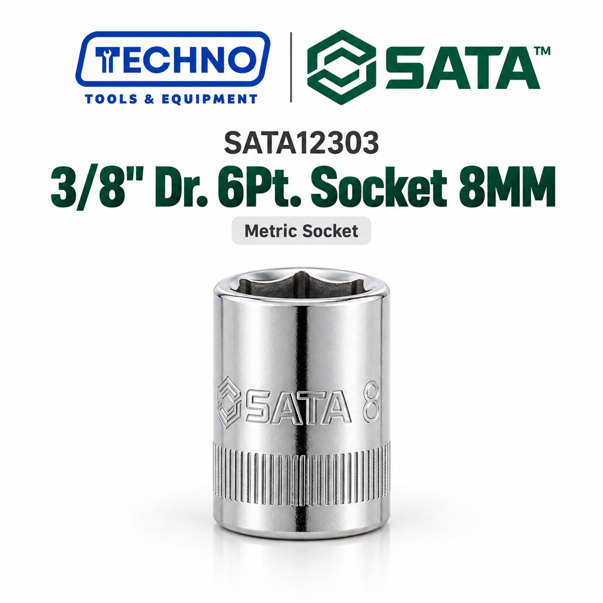 Shop SATA12301-12318 3/8" Dr. 6-point metric sockets, sizes 6mm to 24mm. Durable, precision-machined, hand-tool use only. Lifetime warranty. 18 sizes.
