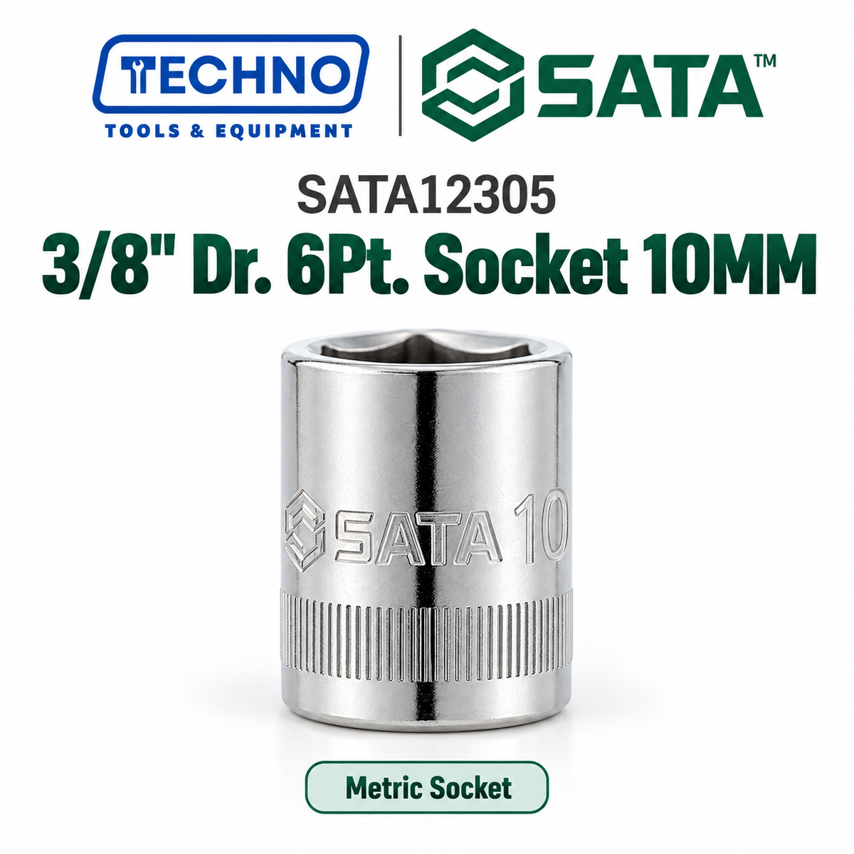 Shop SATA12301-12318 3/8" Dr. 6-point metric sockets, sizes 6mm to 24mm. Durable, precision-machined, hand-tool use only. Lifetime warranty. 18 sizes.